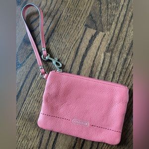 Coach pink leather wallet wristlet